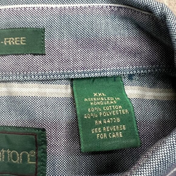 Vintage 90's Manhattan Vertical Stripe Wrinkle-Free Button Down Shirt XXL - Picture 5 of 8